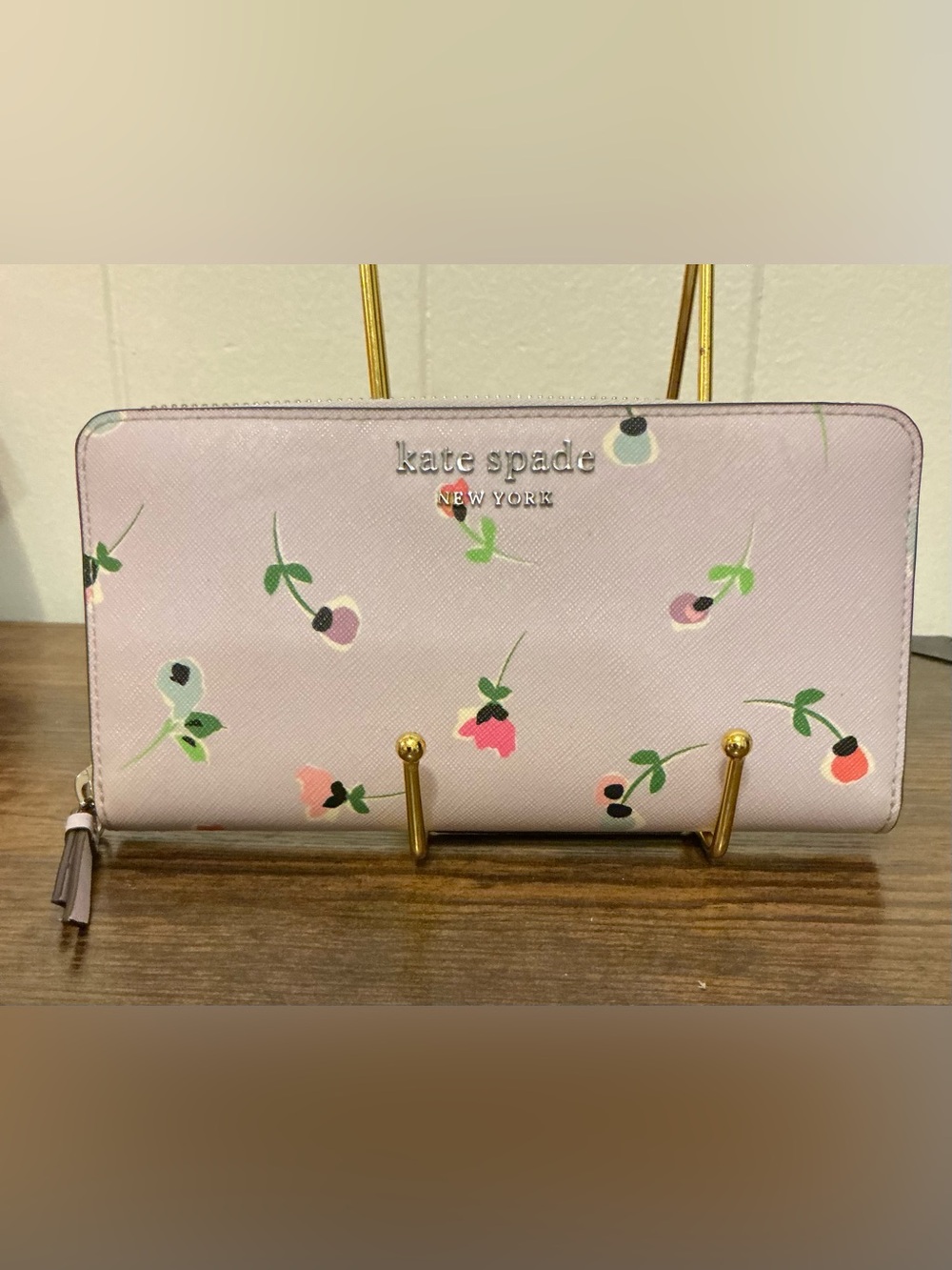 A Rare Kate Spade Cameron Wildflower Ditsy Print Zip Around Leather Wallet